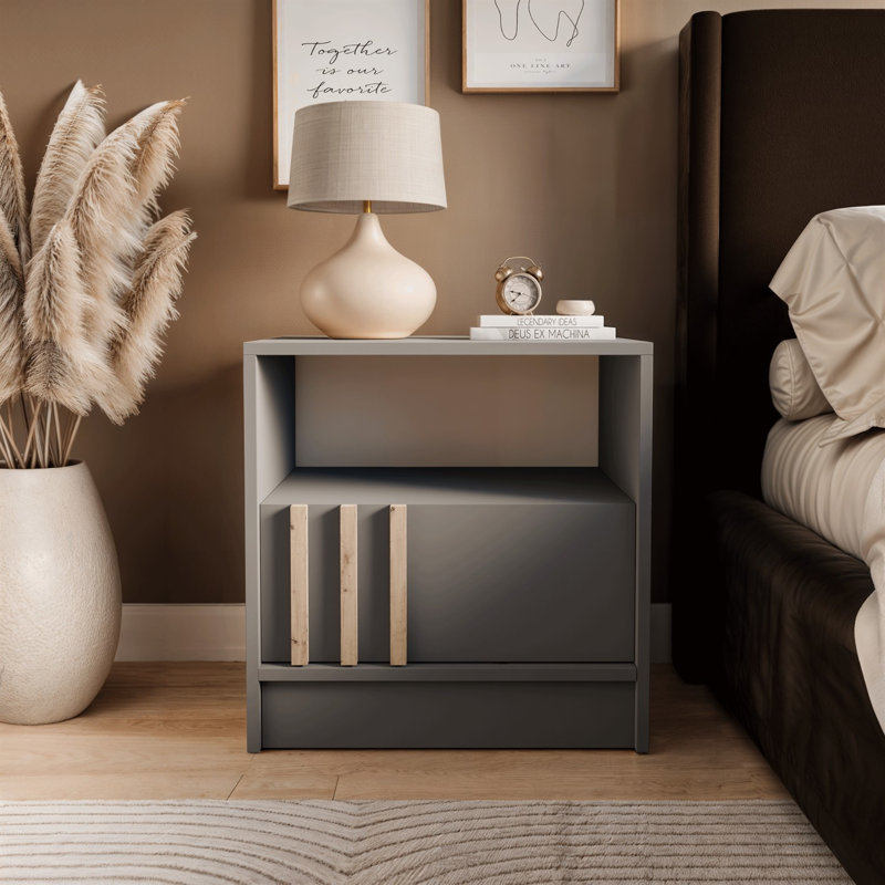 51cm W Bedside Table, Grey/Artisan Oak