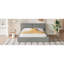 Grand lit plateforme tapissier avec tissu en velours, lit au sol avec cadre uni, beige-1774415382