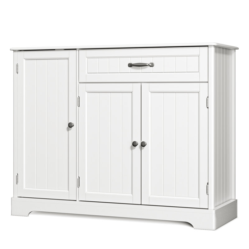 Bayview 33” Kitchen Pantry with 3 Doors, 1 Drawer, Refrigerator-Style Doors, Adjustable Shelves, Standalone Storage Cabinet, Solid and Engineered Wood, Multiple Finish Options