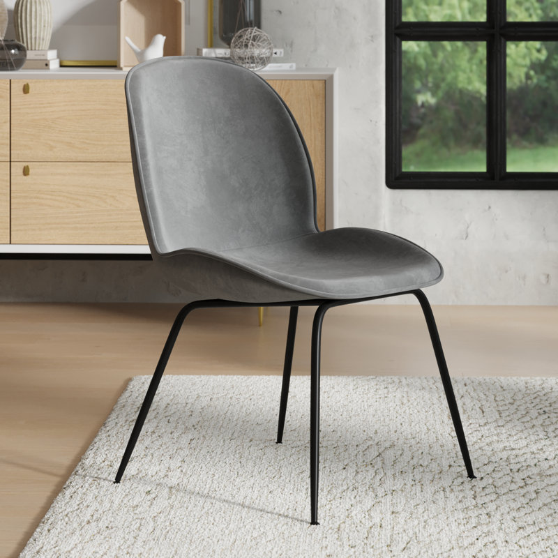 Chaise d'appoint en velours Amelie, Gris platine, Noir