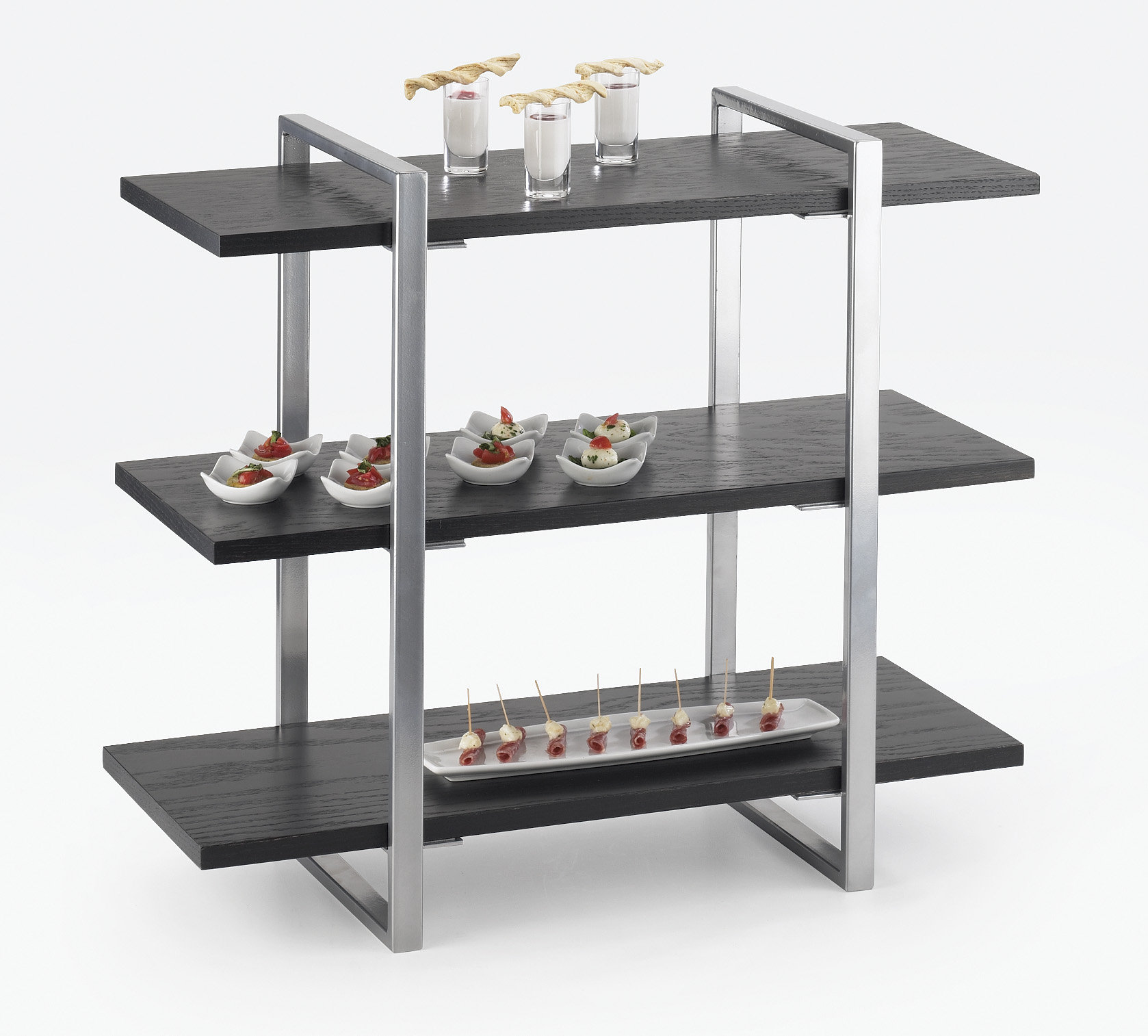 Cal-Mil Midnight Bamboo 3-Shelf Metal Frame Riser With Silver Frame ...