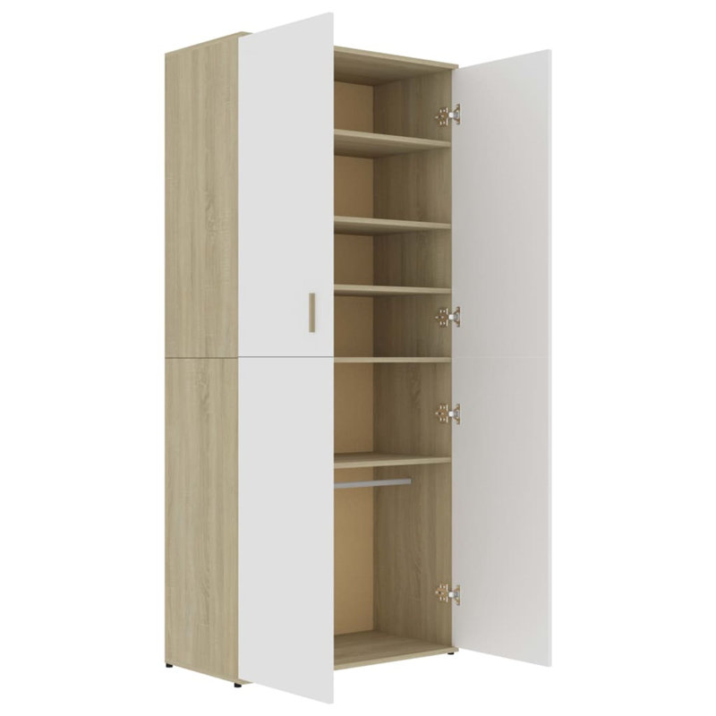 Rovner 24 Pair Shoe Storage Cabinet, White/Natural Wood