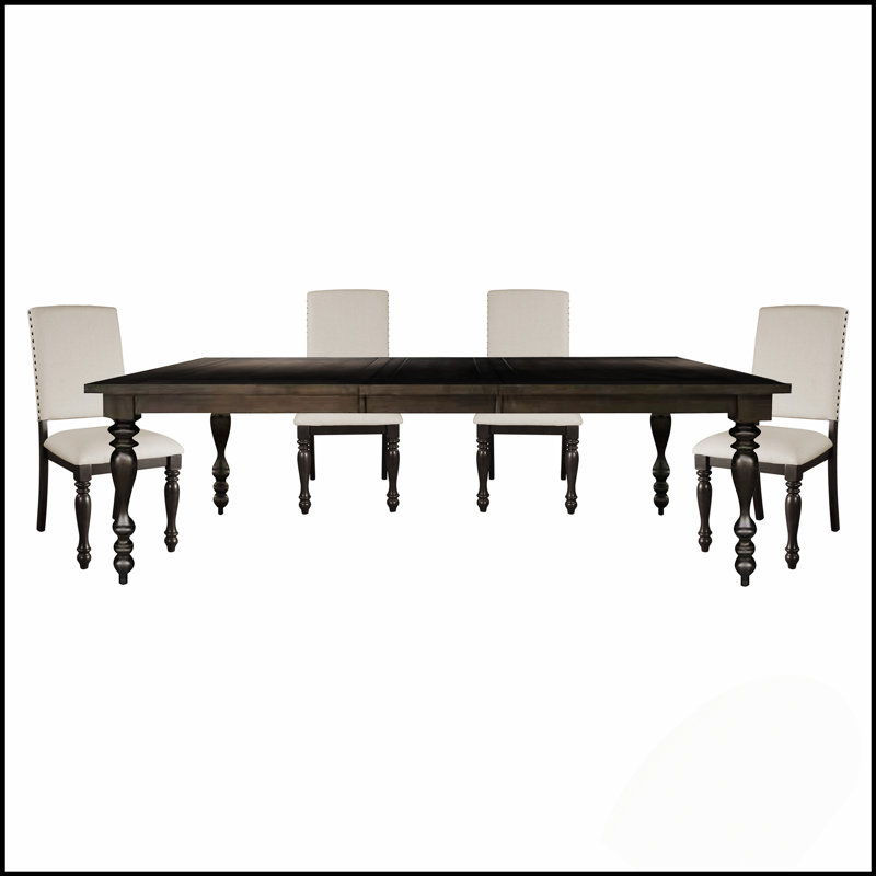 Ensemble de salle à manger 7 pièces Traditional Traditional Brown Finish, 7 pièces : table, 6 chaises