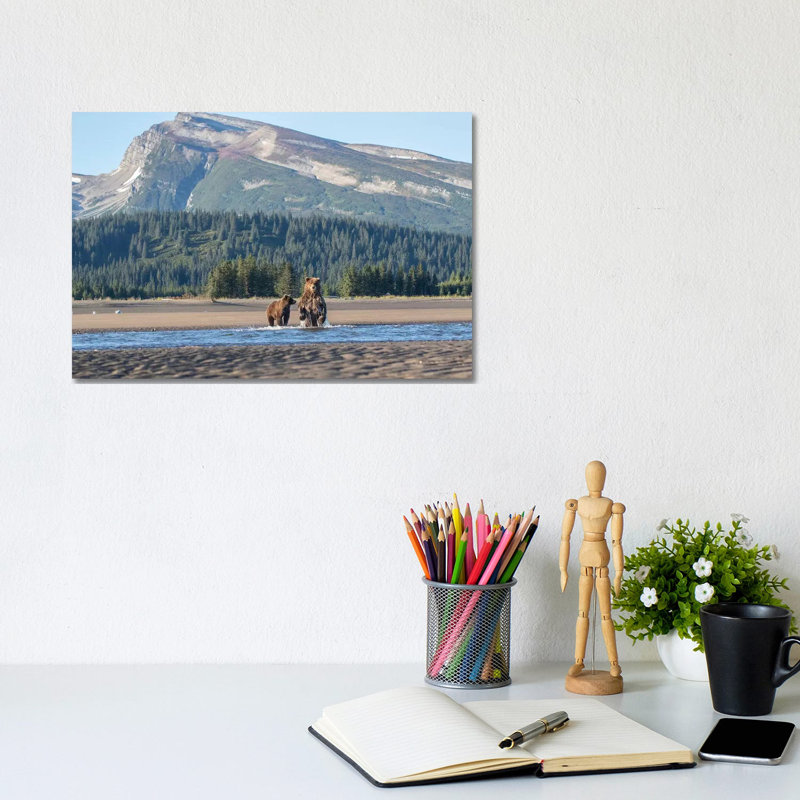 Alaska Bears And Mountain by Eric Fisher - Wrapped Canvas Gallery-Wrapped Canvas Giclée, 20.32 cm H x 30.48 cm W