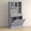 Armoire de rangement pour garde-manger 68 "avec station de charge, 2 armoires à ordures inclinables et support pour micro-ondes-851457857