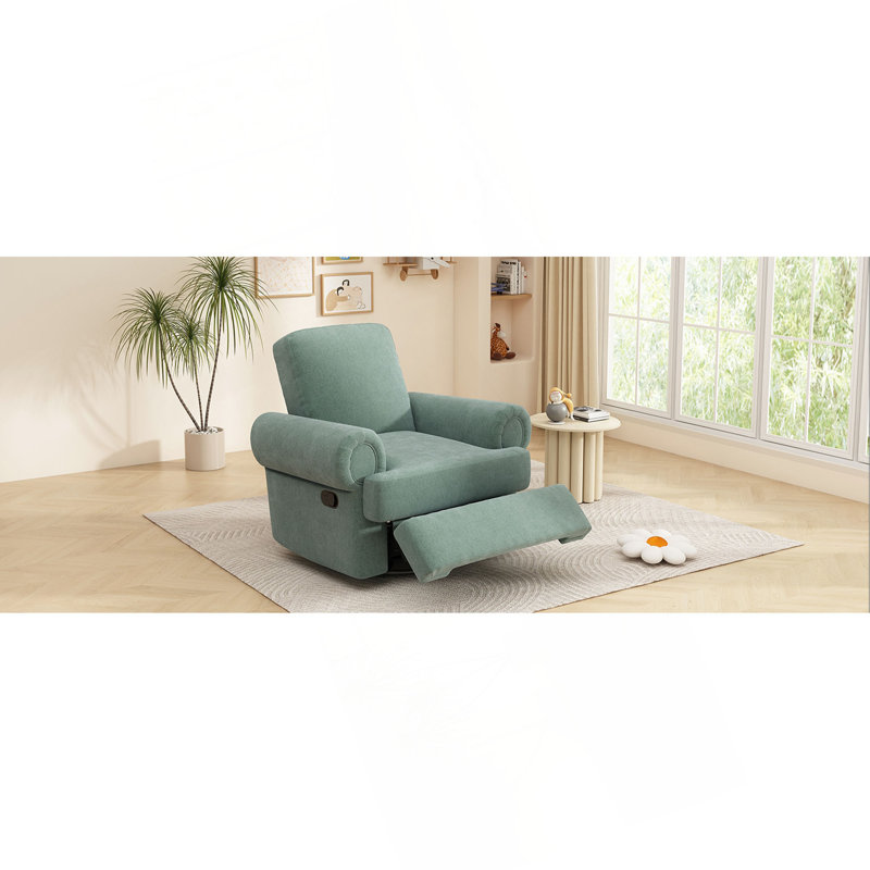 Manual Recliner Sofa Swivel Recliner Rocker Chair With Adjustable Backrest For Living Room, Bedroom, Or Nursery, Mint Green