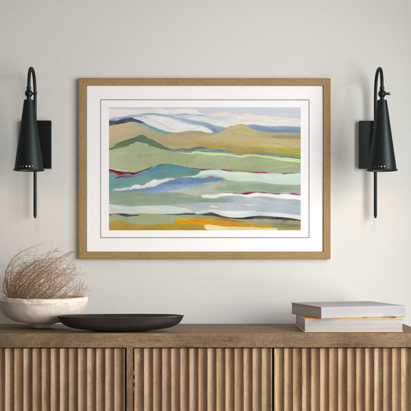 Dee Goodbye Summer on the Hills - Picture Frame Painting, Natural Wood Framed, 25.5" H x 35.5" W x 0.75" D