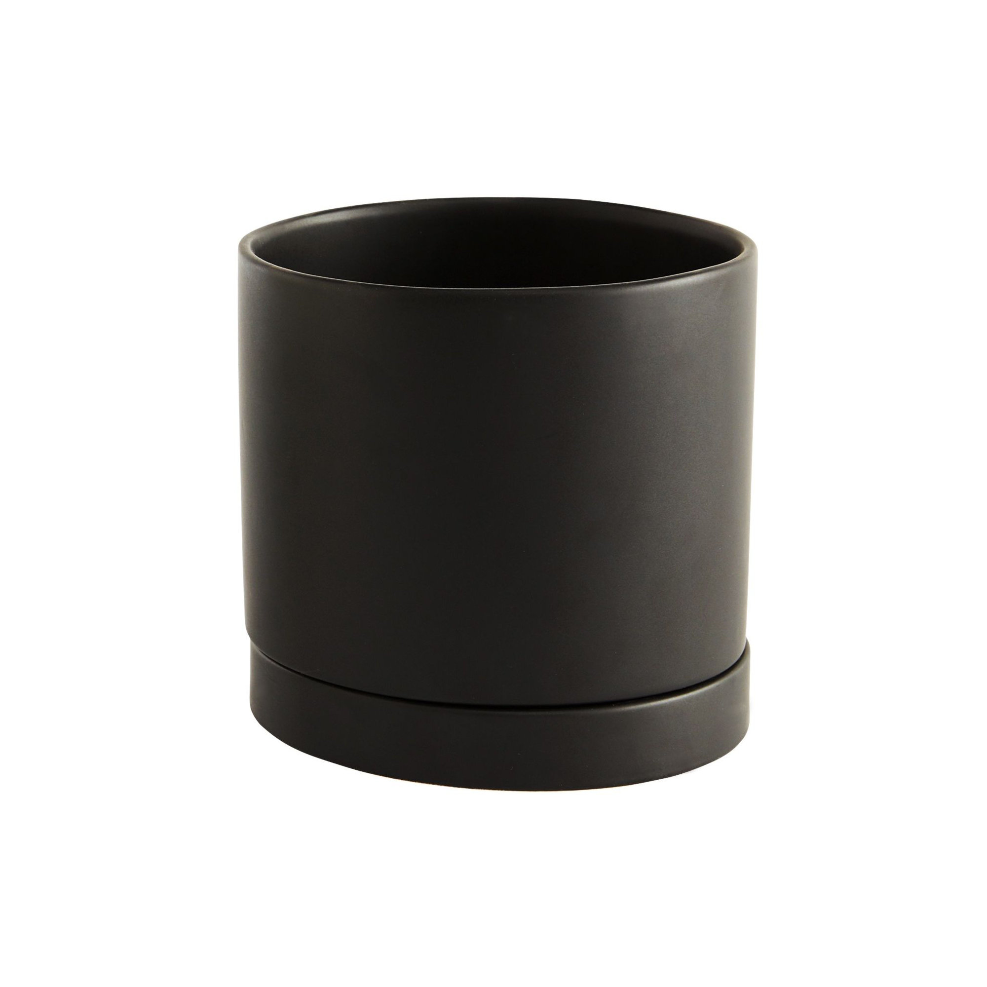 Carlotta Ceramic Pot Planter, Black, 7" H x 7" W x 7" D