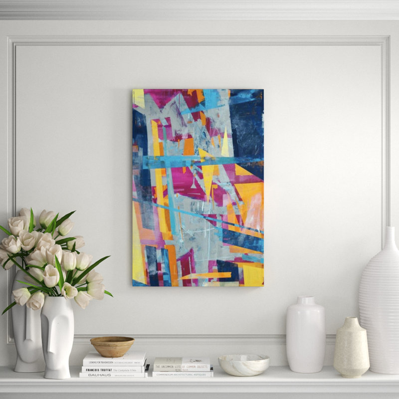«Blue Pineapple Bliss» par Barclay Butera, impression sur toile tendue, Image au pinceau gel, H 60 po x l 40 po