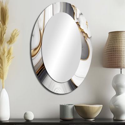 Abstrait géométrique marbre marbre gris I - miroir mural ovale moderne