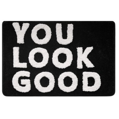 Funny You Look Good Bath Mat, Non-slip Microfiber Rug, 16 X 24 Black