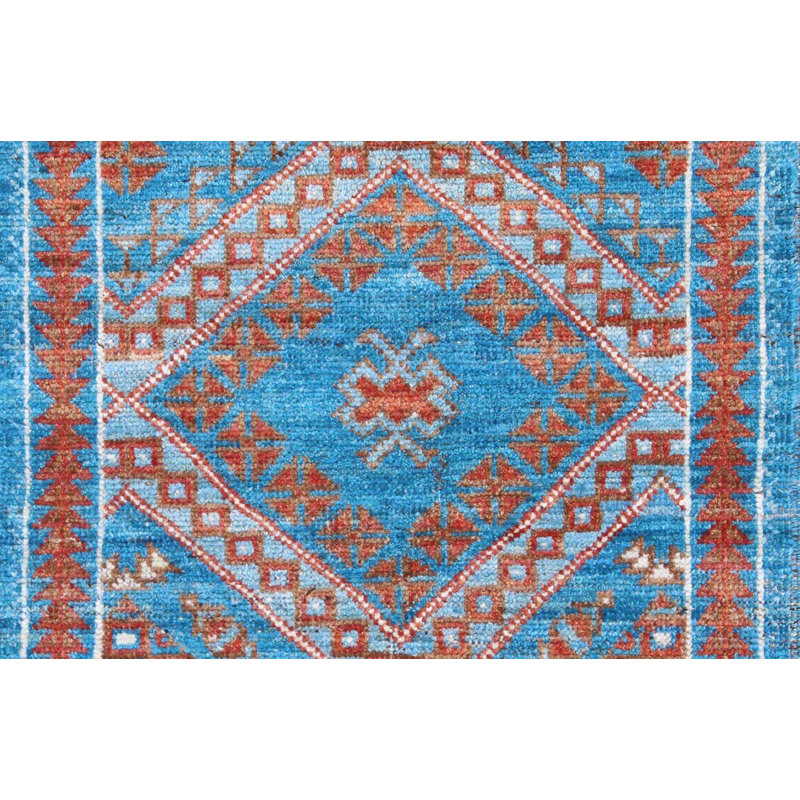 Geometric Hand Knotted 89cm X 153cm Area Rug