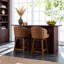 Tabouret de comptoir pivotant rembourré avec structure en bois massif et garniture cloutée (ensemble de 2)-1403625032-1403625031