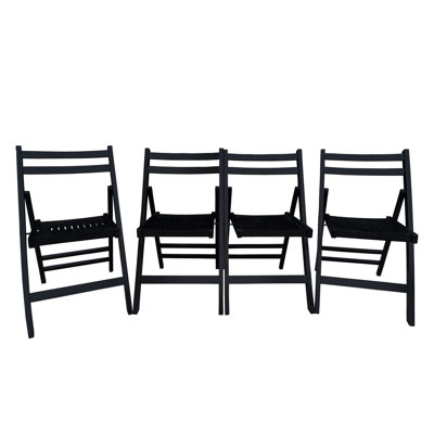 4 chaises pliantes en bois massif noir, siège à lattes pour plus de confort et de polyvalence, capacité de poids de 220 lb pour 4 personnes - faites avec un siège confortable