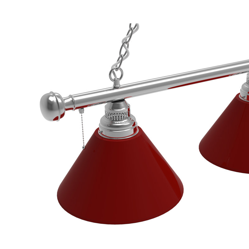 3 - Light Pool Table Lights Pendant, Chrome, Burgandy