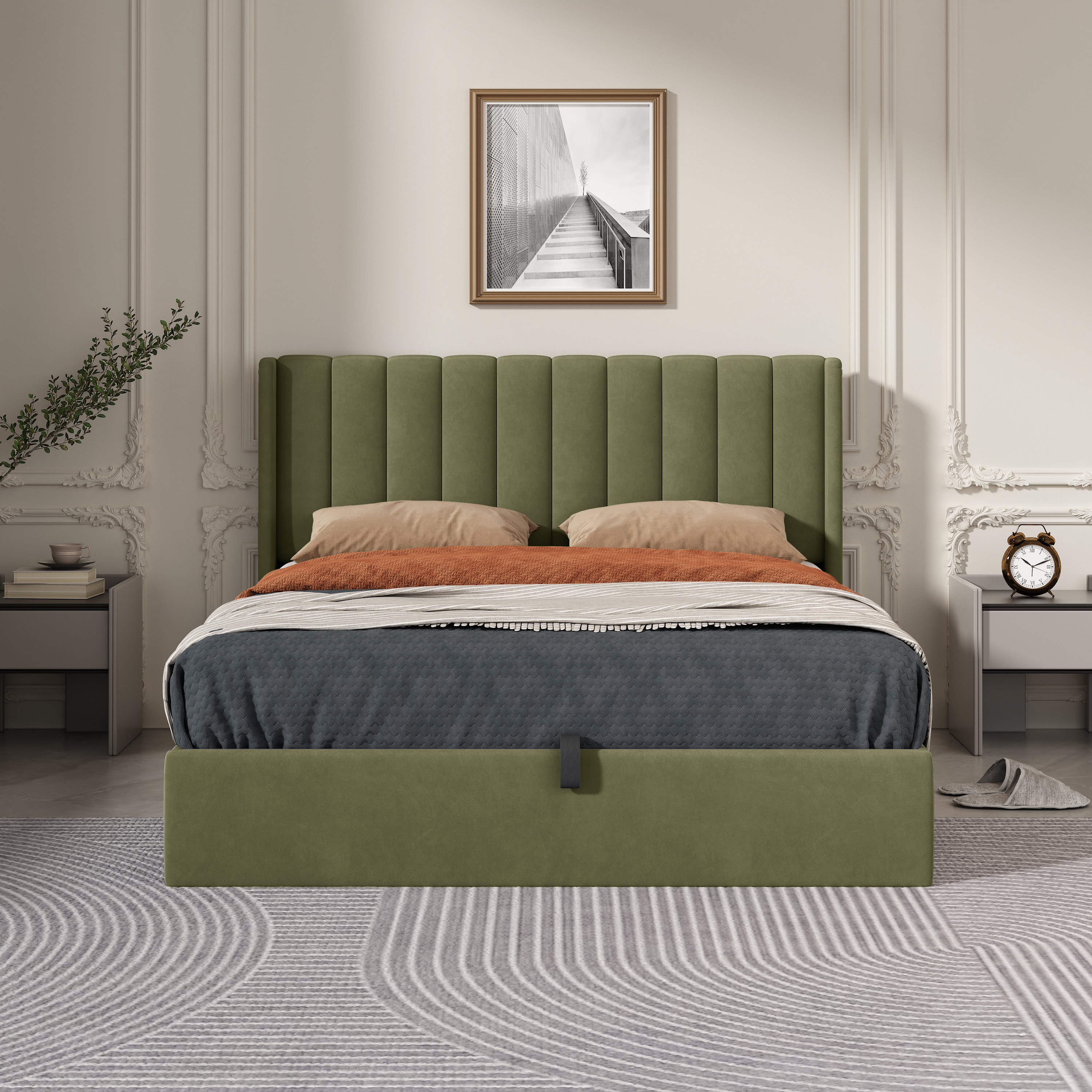 Daizia Lift Up Storage Platform Bed with Wingback Headboard