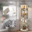 Armoire de bar à vin blanche éclairée - Vitrine en verre avec portes trempées, tablettes réglables, ampoule incluse pour le rangement des spiritueux