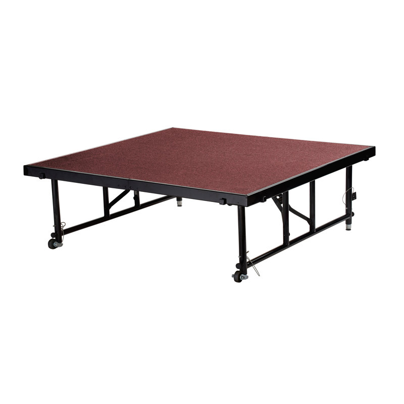 Scène portative réglable en hauteur 4 pi x 4 pi, H 24 po x l 48 po x P 48 po, Tapis rouge