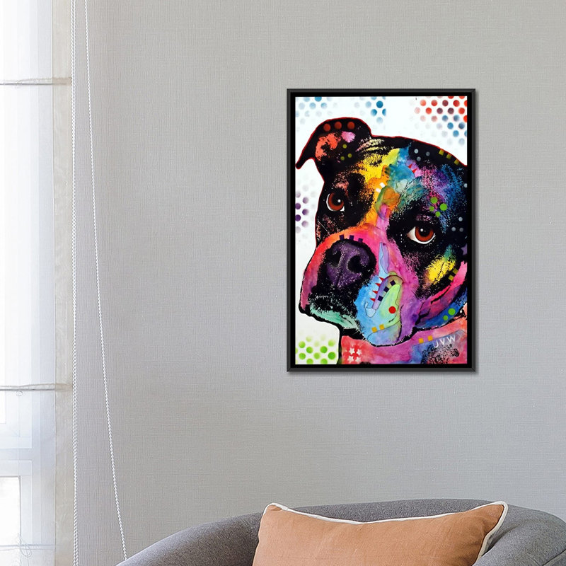 «Young Boxer» par Dean Russo - impression sur toile tendue, H 26 po x l 18 po x P 1,5 po, Cadre noir