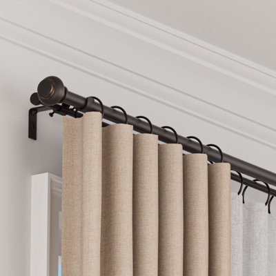125.5" Adjustable Metal Double Curtain Rods Oil Rubbed Bronze