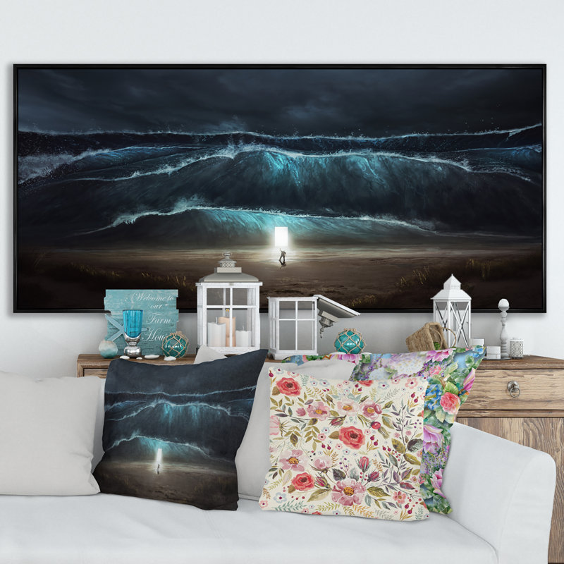 Relegious Path Through the Water - impression sur toile, Cadre noir, H 8 po x l 12 po x P 1 po
