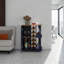 Chariot-bar H 32,3 po, 1 porte, 10 tablettes, bleu Alby / chêne naturel - salon