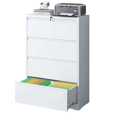 Classeur latéral 4 tiroirs, classeur avec serrure, classeur verrouillable pour le bureau personnel, classeur en métal verrouillable pour format légal / lettre / A4 / F4