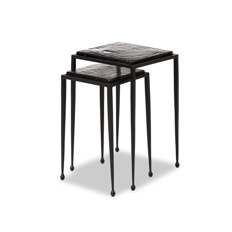 Dalston Glass Nesting End Table, Black