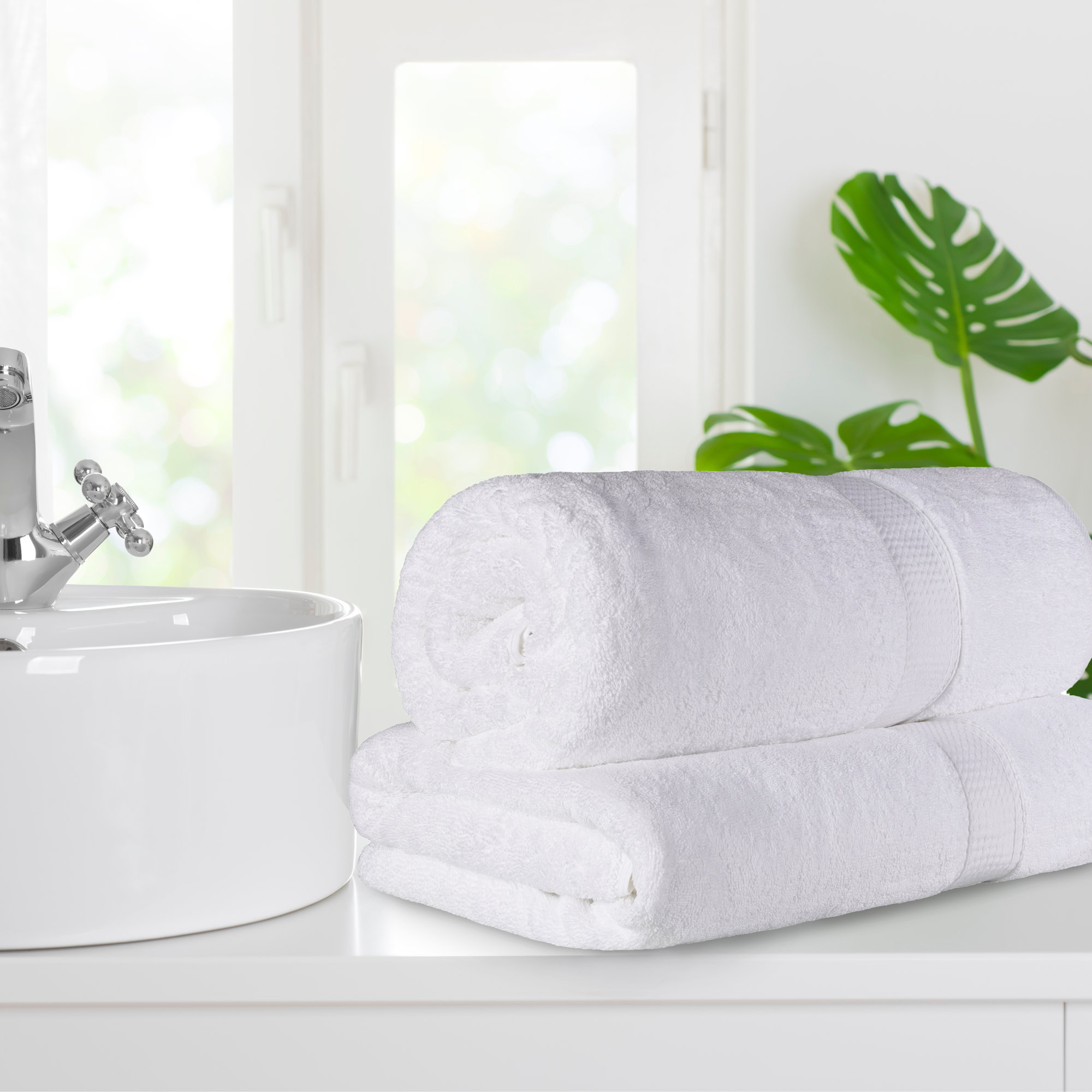 Renata 2 Piece 800 GSM Certified Egyptian Cotton Bath Sheet Set , White