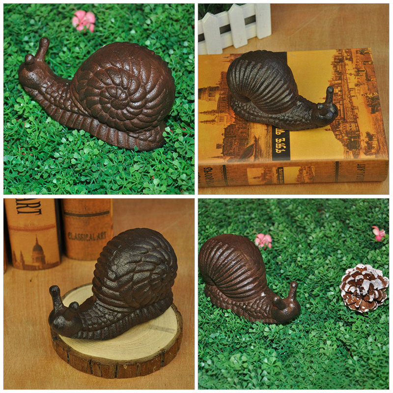 Dark Brown Iron Snail Figurine Tabletop Ornament