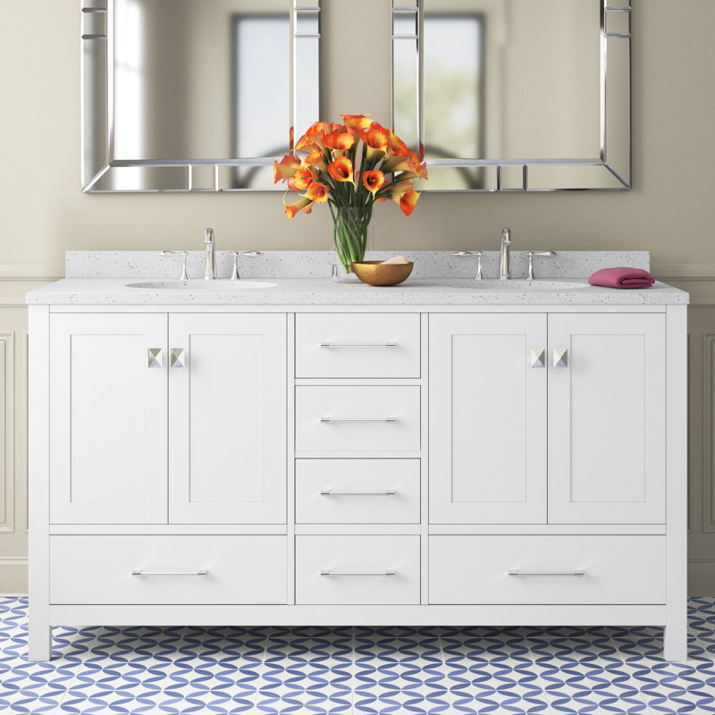 Ensemble de meuble-lavabo double 60 po Zaair, Blanc