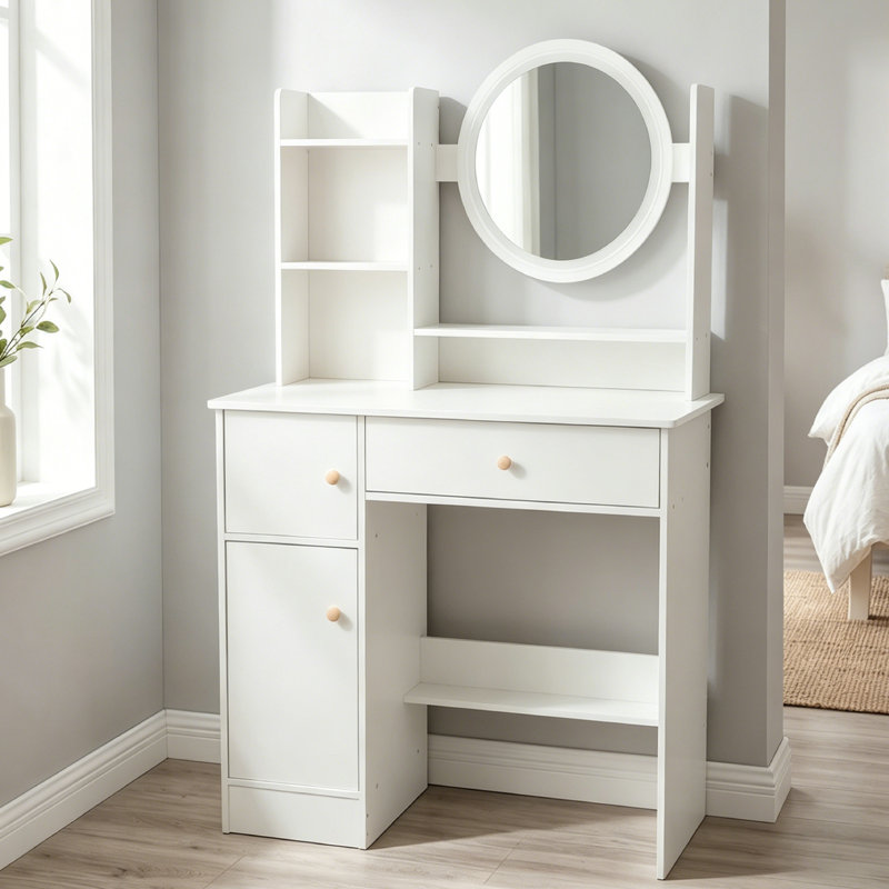 Vanity Dressing Makeup Table with Drawer, Makeup Vanity Table With Mirror, Makeup Table, Vanity Desk, Dresser Table For Bedroom, Checkroom
