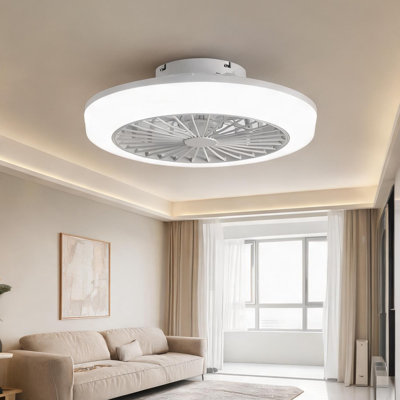 White 18 in Ceiling Fan with Remote Operation, Seasonal Airflow and DC Motor, LED Illumination