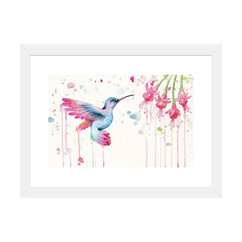 Jardin des colibris par Sillier Than Sally - reproduction d'art, H 16 po x l 24 po x P 1 po, Papier encadré blanc, Blanc