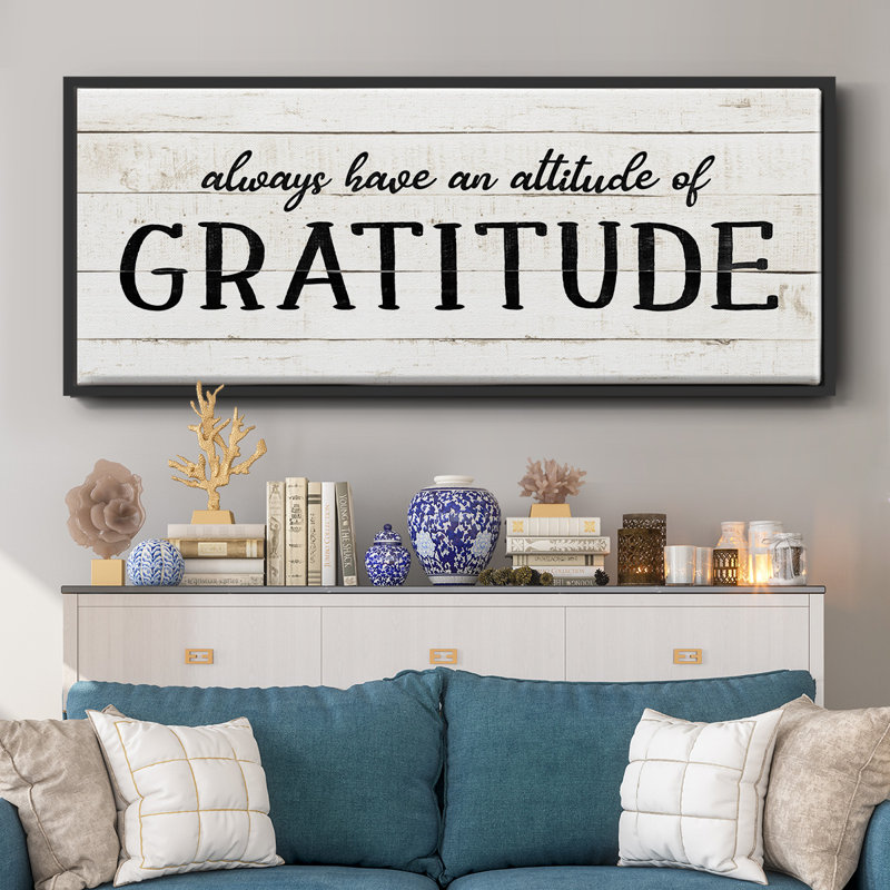 Attitude Gratitude- Framed Canvas, 20" H x 50" W
