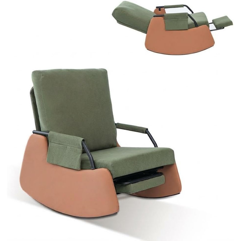 Upholstered Accent Chair, Green/Brown