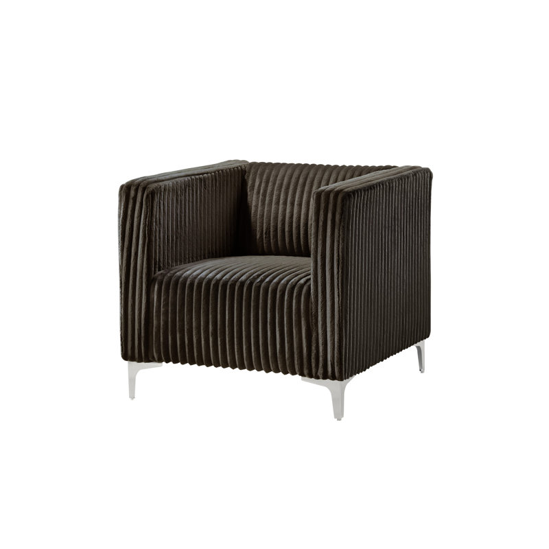 Chryssa Upholstered Armchair, Brown Velvet