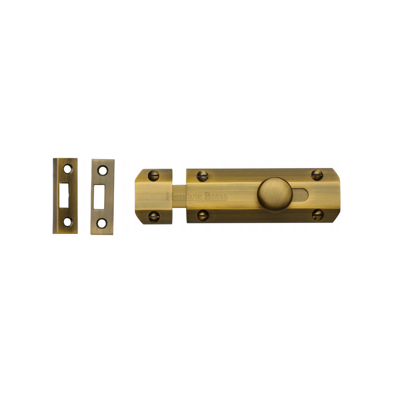 Heritage Brass Heritage Door Bolt Flat, Antique Brass, 20.32 cm W