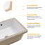 Lavabo de salle de bain rectangulaire encastré en céramique blanche avec trop-plein 17 po L x 12 po