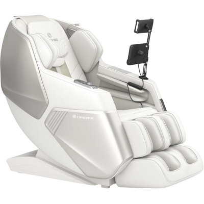 Fauteuil de massage 3D corps entier VibroAcoustique Sonic Wave, fauteuil inclinable SL-Track Zero Gravity, balayage intelligent du corps, lampe de lecture, blanc