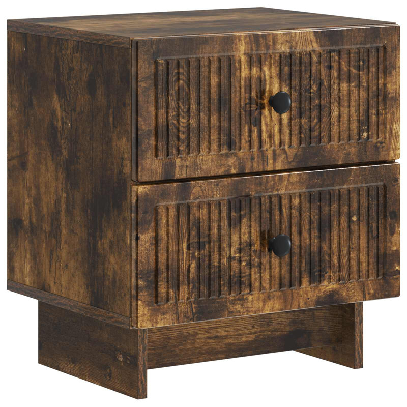 43cm W Manufactured Wood Bedside Table, Smoked Oak
