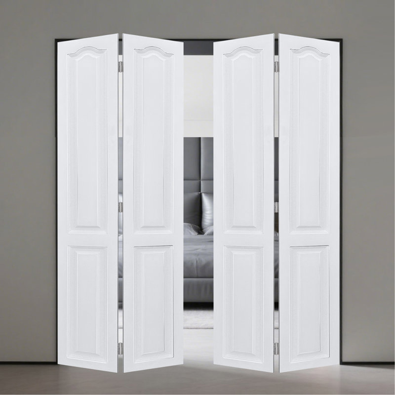 YGDual porte moderne fabriquée à la main à commande numérique par ordinateur de 3/4 po d'épaisseur 28 po x 79 po. Porte pliante en vinyle avec noyau blanc et ensemble de quincaillerie