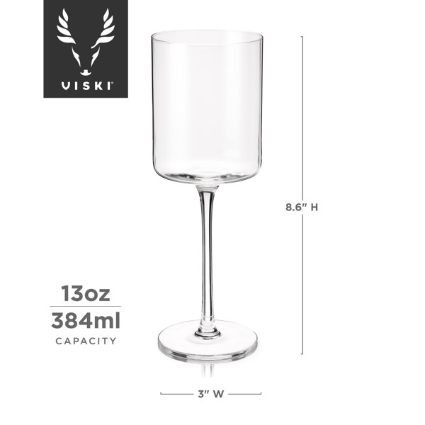 Viski Laurel White Wine Glasses, Crystal Stemmed Tumblers Glassware for Wine  or Cocktails, Top Rack Dishwasher Safe, 13 Oz, Set of 2