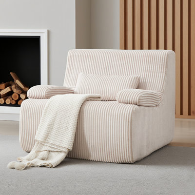 Fauteuil désossé pour les petits espaces, fauteuil en mousse de velours côtelé avec accoudoirs larges, fauteuils moelleux confortables pour l'héphaïstus pour le salon