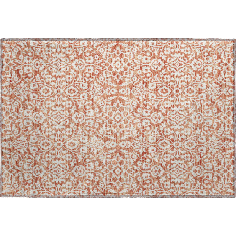 Premium Machine Washable Prisco Coral Rug, Rectangle 1'8" x 2'6"