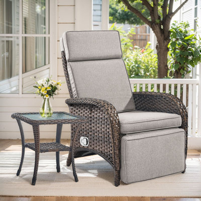 Serita Outdoor PE Wicker Adjustable Reclining Lounge Chair With Cushions by Winston Porter