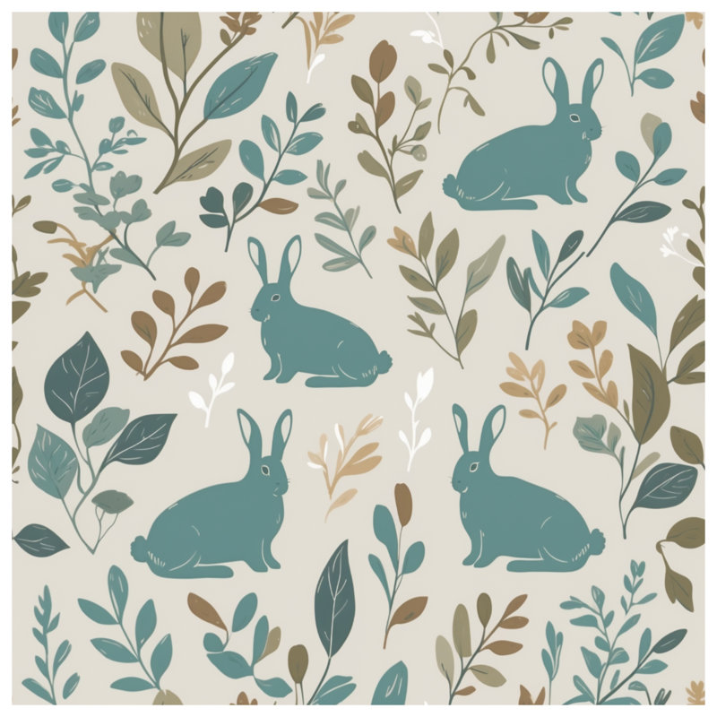 Housses de couette lapins à feuilles, Grand lit
