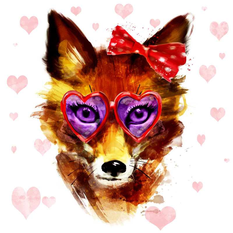 Fox In Glasses by IvanovaJulia - Wrapped Canvas Print, 30cm H x 30cm W x 3.8cm D