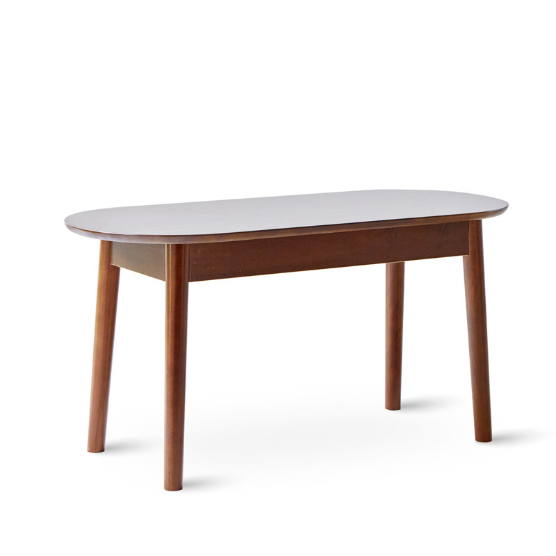 Jaiseon Round Solid Wood Entryway Bedroom Bench, 17.7" H x 35.4" W x 15" D, Walnut