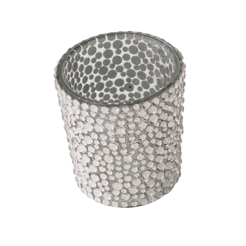 Sparkling Rhinestone Glass Votive Holder, 2.25"